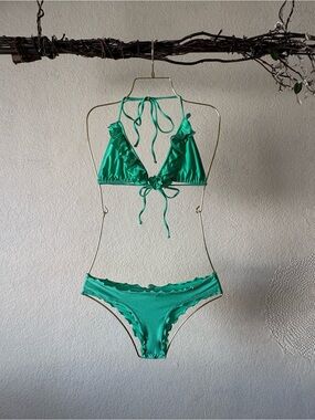 Luli Fama  Teal Ruffled  Bikini set